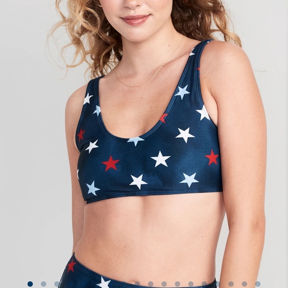 NWT OLD NAVY Scoop-Neck Bikini Swim Top Color: Americana STARS - Picture 2 of 9